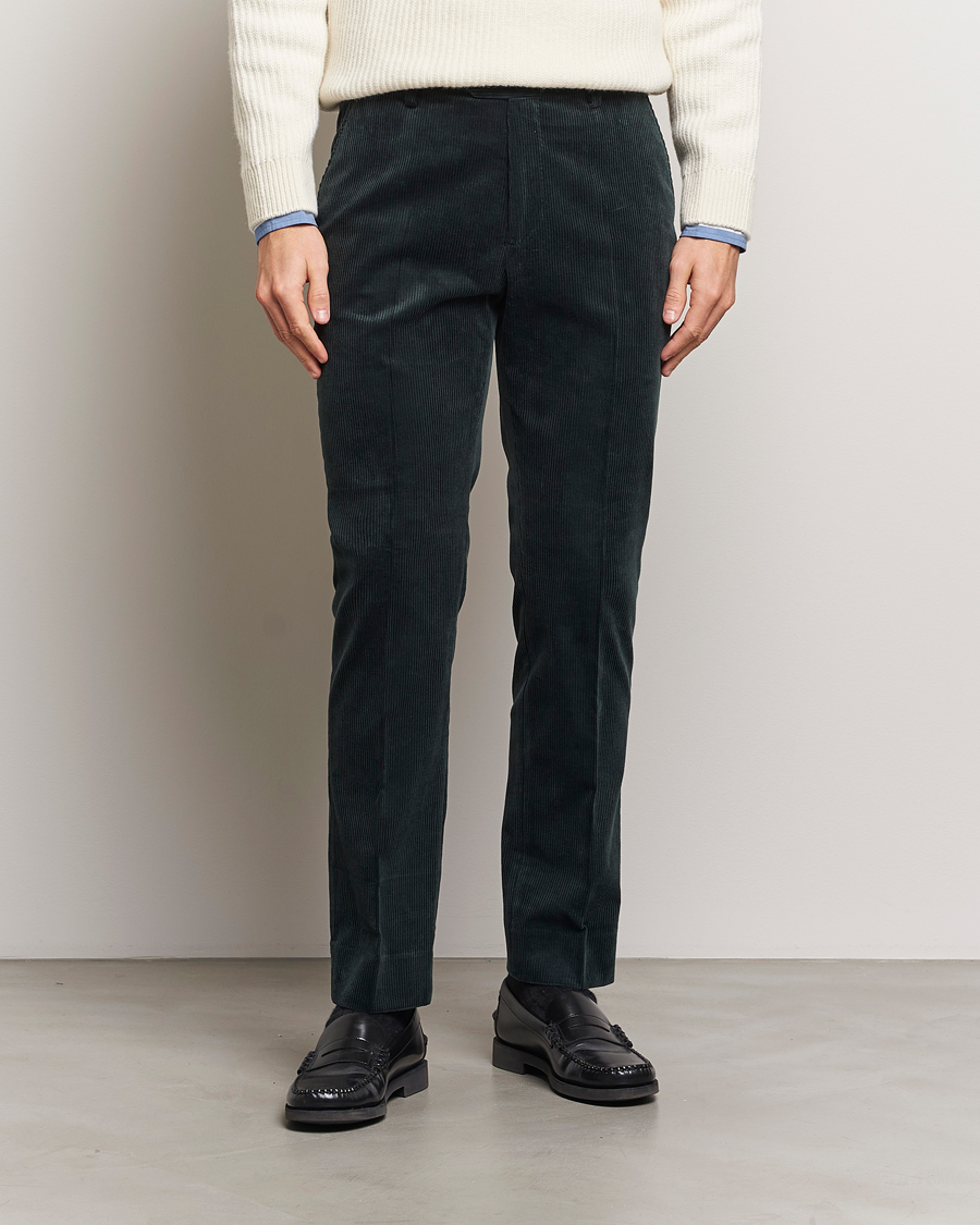 Men | Trousers | GANT | Slim Corduroy Suit Trousers Tartan Green