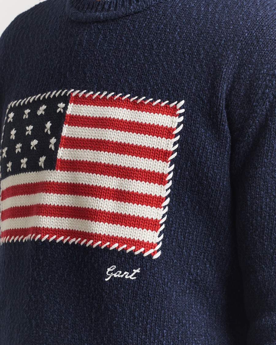 Men | Sweaters & Knitwear | GANT | Knitted Flag Sweater Evening Blue