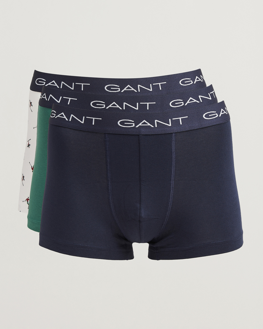 Men | Underwear & Socks | GANT | 3-Pack Trunk Boxer Black/White/Green