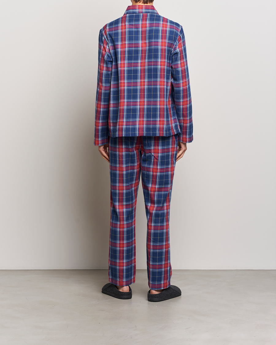 Men | Pyjamas & Robes | GANT | Checked Flannel Pyjama Set Persian Blue