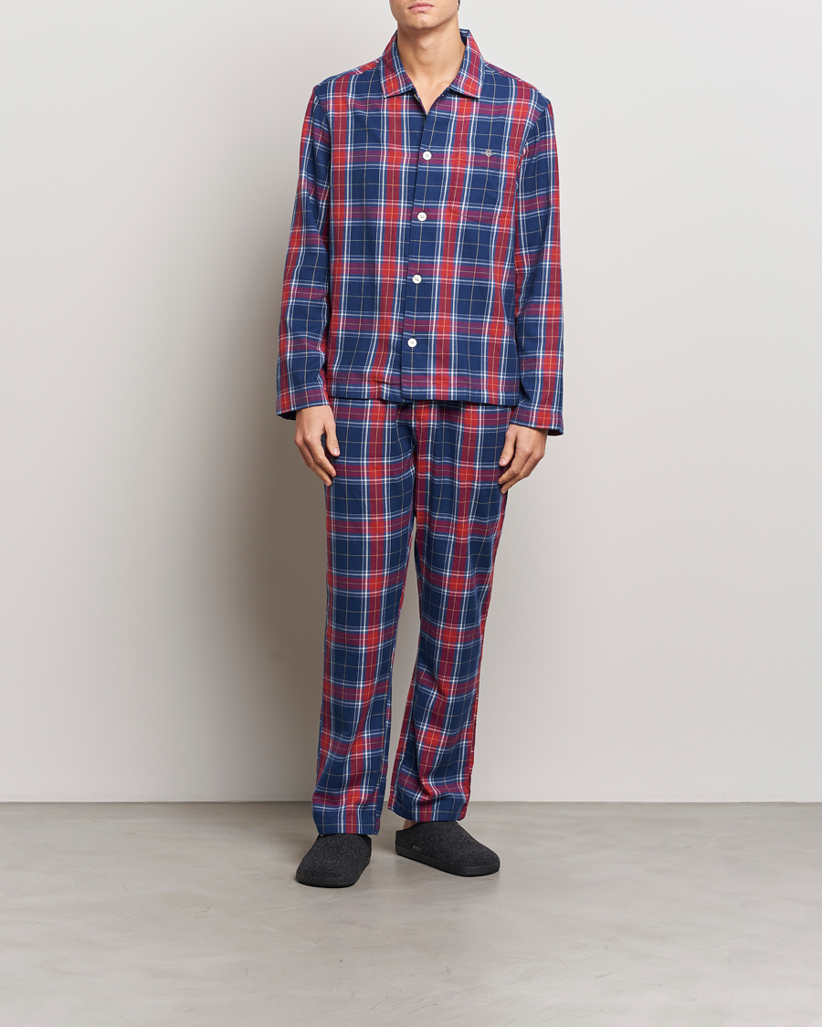 Men | Pyjamas & Robes | GANT | Checked Flannel Pyjama Set Persian Blue