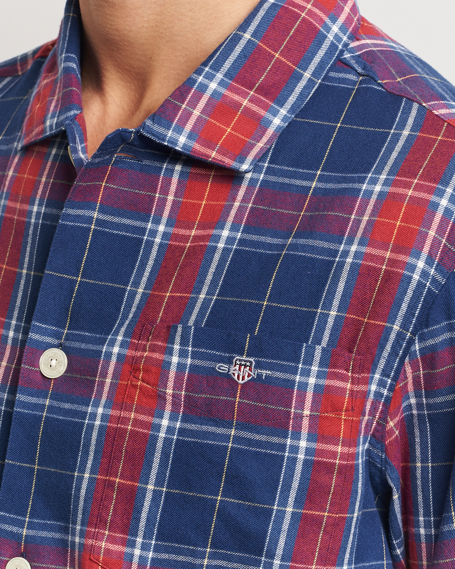 Men | Pyjamas & Robes | GANT | Checked Flannel Pyjama Set Persian Blue