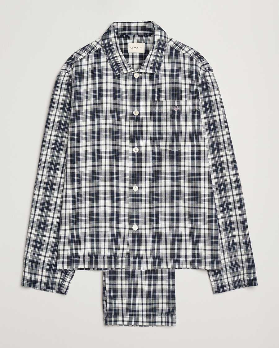 Men | Pyjamas & Robes | GANT | Checked Flannel Pyjama Set Evening Blue