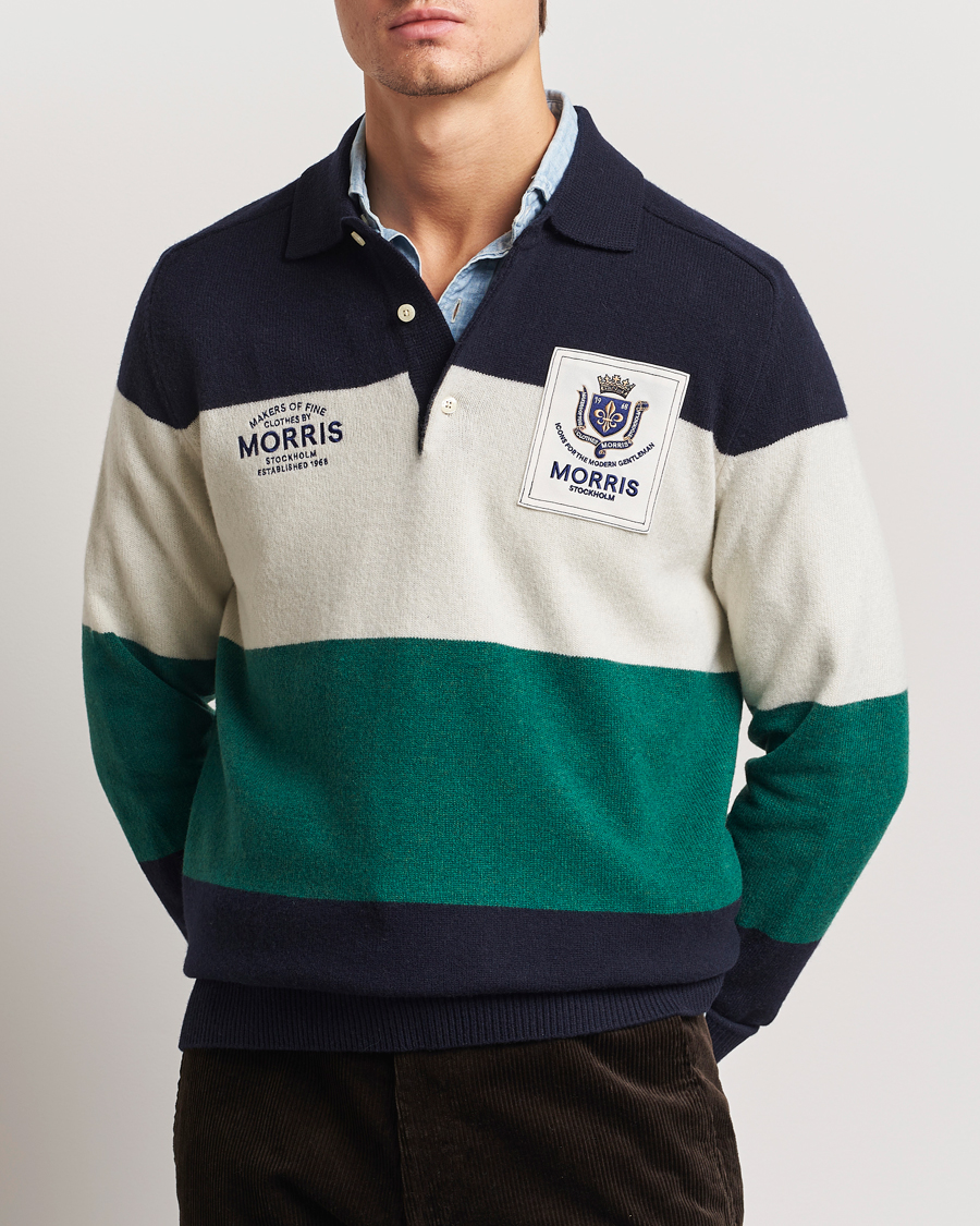 Men | Sweaters & Knitwear | Morris | Frank Knitted Rugger Old Blue
