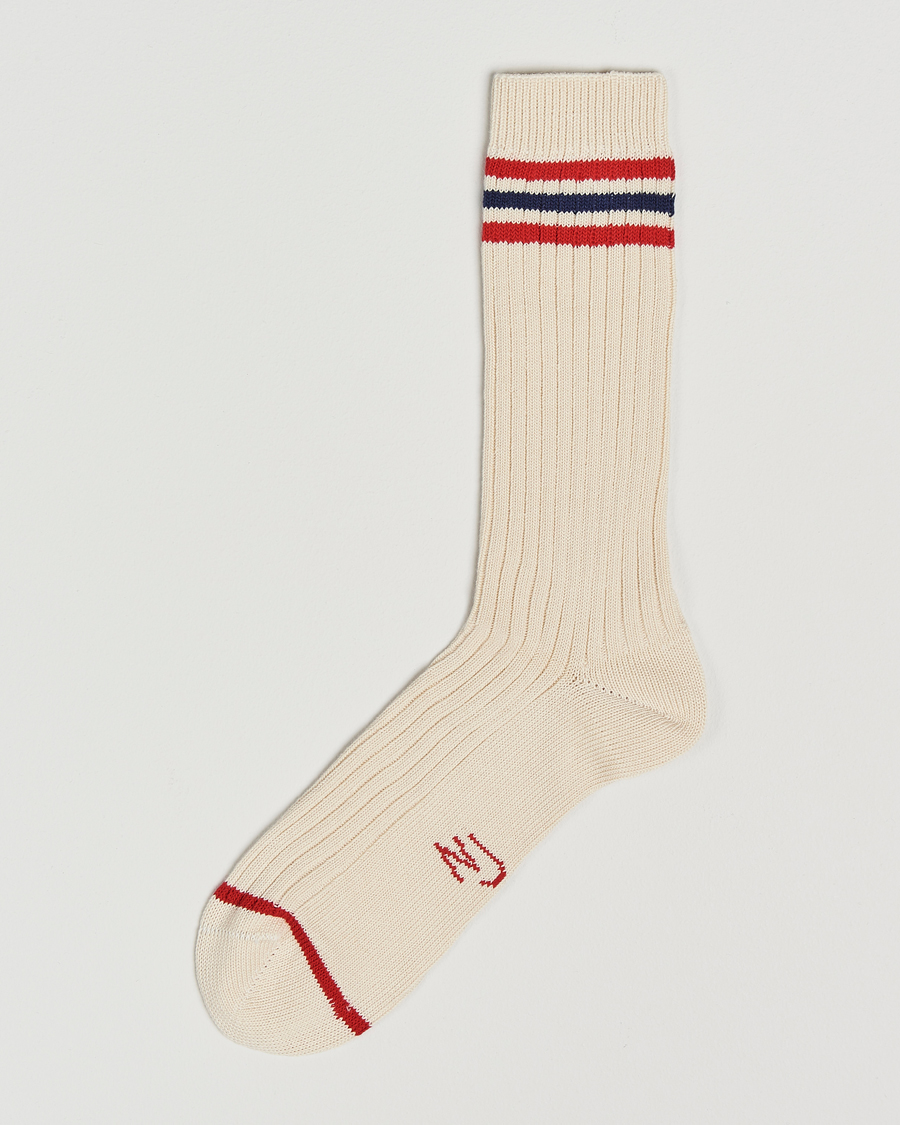 Men | Underwear & Socks | Nudie Jeans | Retro Tennis Socks Off White/Red