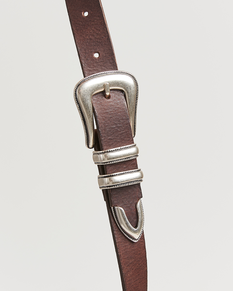 Men | Belts | Nudie Jeans | Western Silver Belt Dark Brown