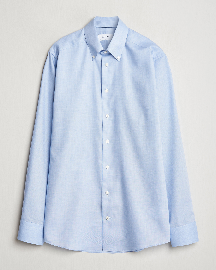 Men | Shirts | Eton | Slim Fit Wrinkle Free Oxford Shirt Light Blue
