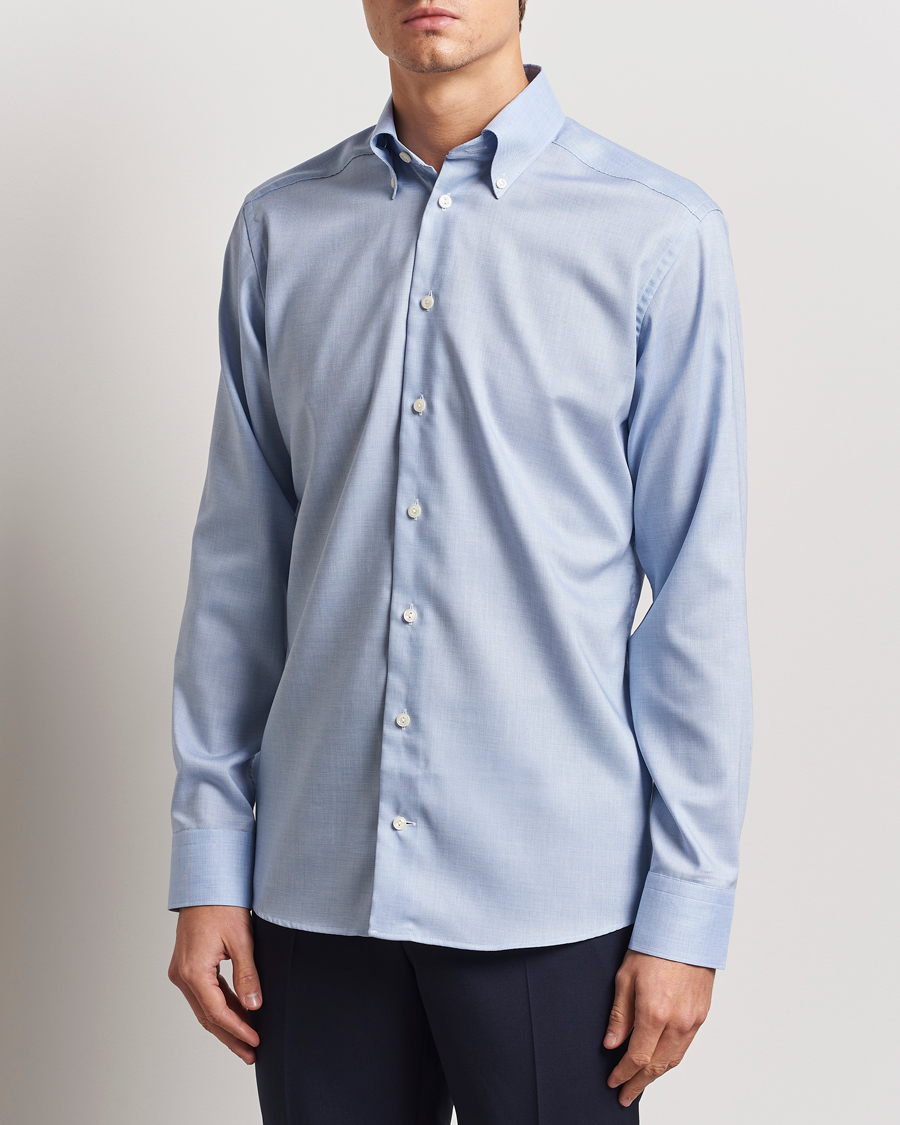 Men | Shirts | Eton | Slim Fit Wrinkle Free Oxford Shirt Light Blue