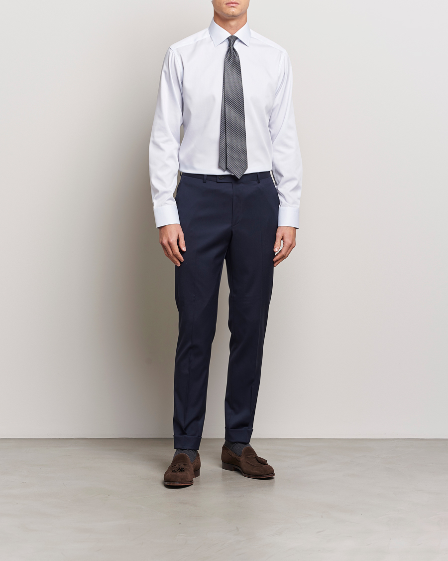 Men | Shirts | Eton | Slim Fit Twill Hairline Stripe Shirt Blue/White
