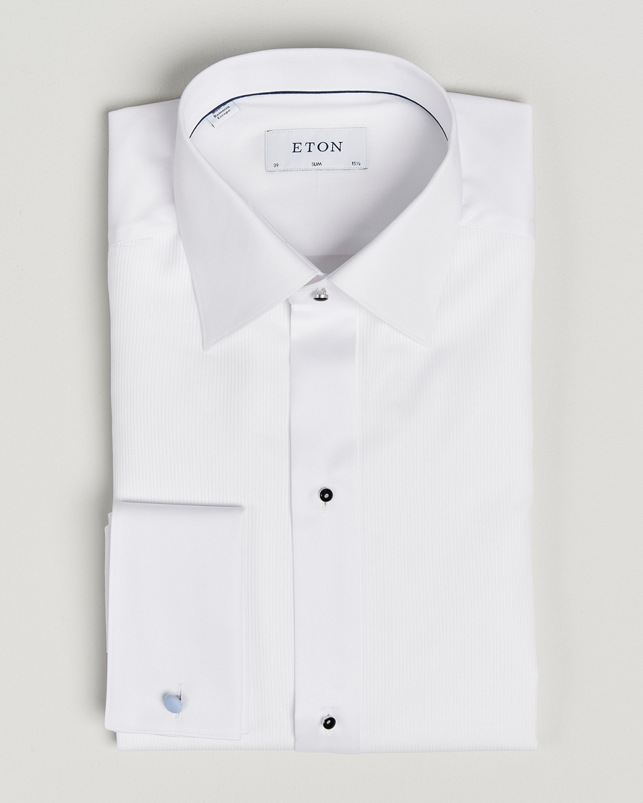 Men | Shirts | Eton | Slim Fit Plissé Tuxedo Shirt White
