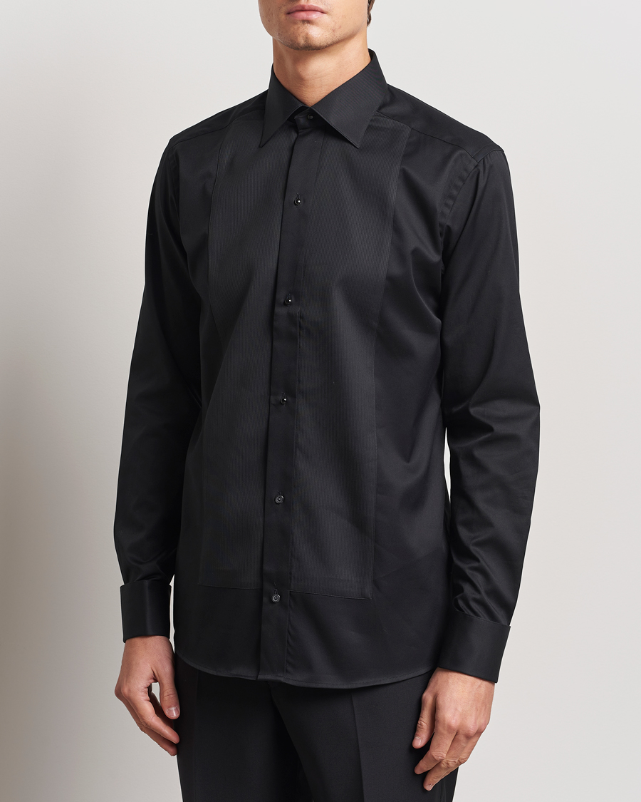 Men | Shirts | Eton | Slim Fit Plissé Tuxedo Shirt Black