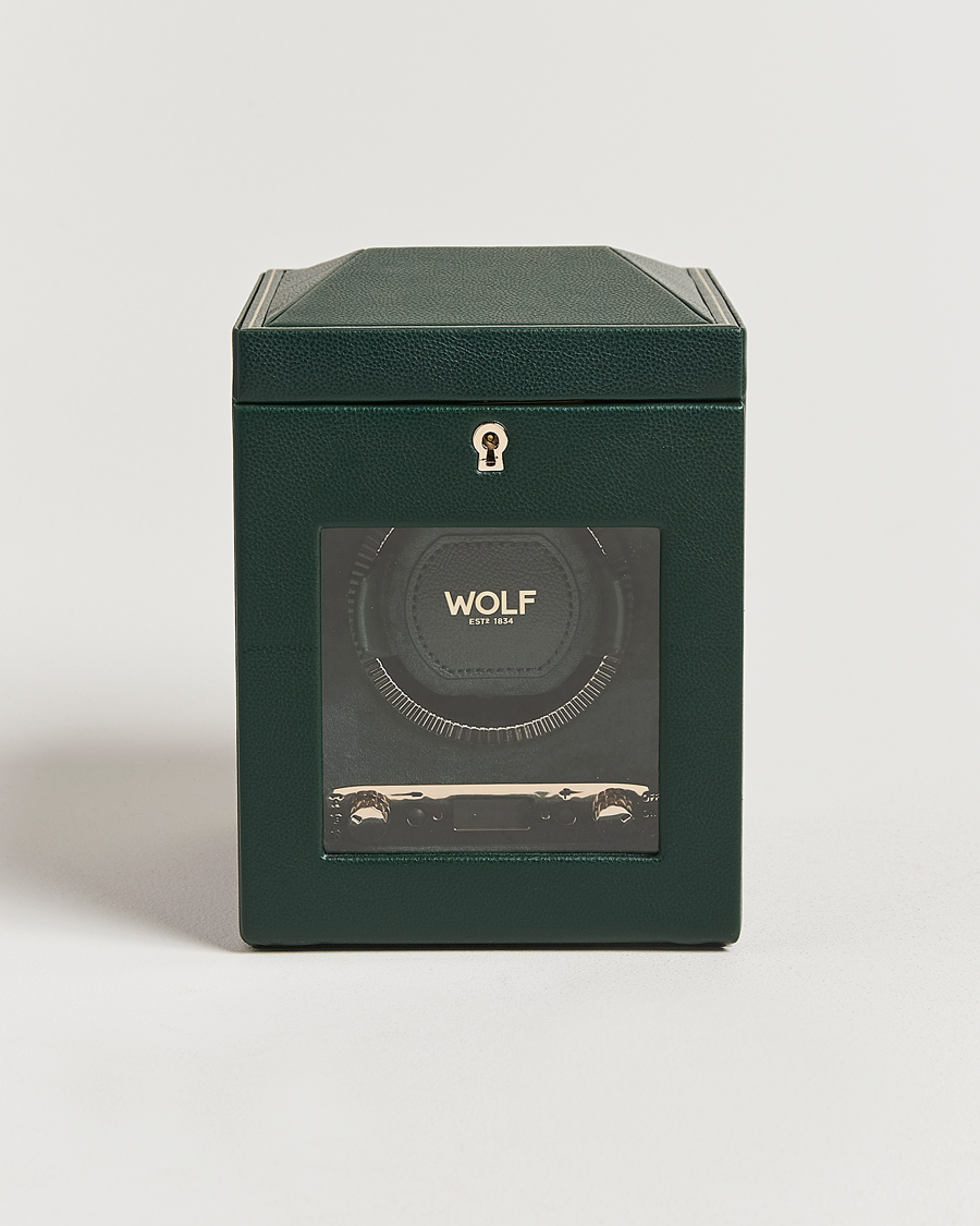 Men | Watch & Jewellery Boxes | WOLF | British Racing Single Watch Winder With Cover Green