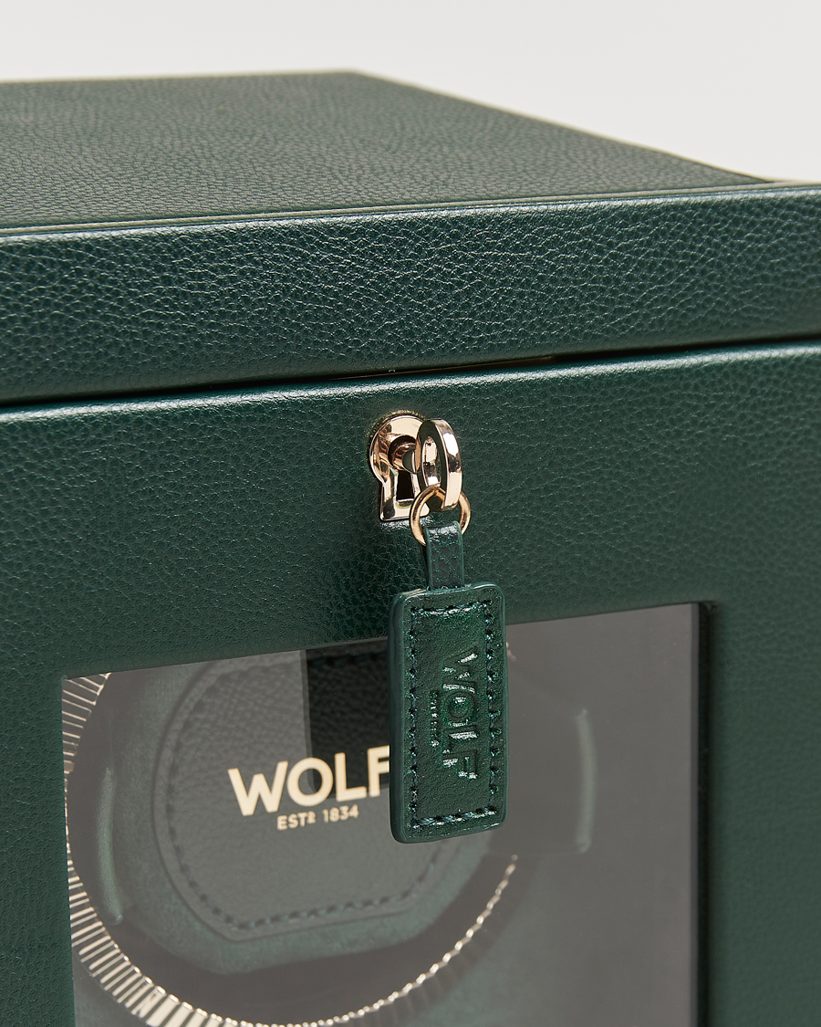 Men | Watch & Jewellery Boxes | WOLF | British Racing Single Watch Winder With Cover Green