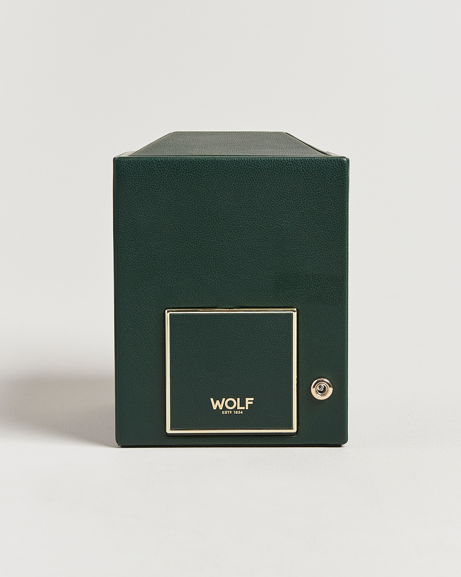 Men | Watch & Jewellery Boxes | WOLF | British Racing Single Watch Winder With Cover Green
