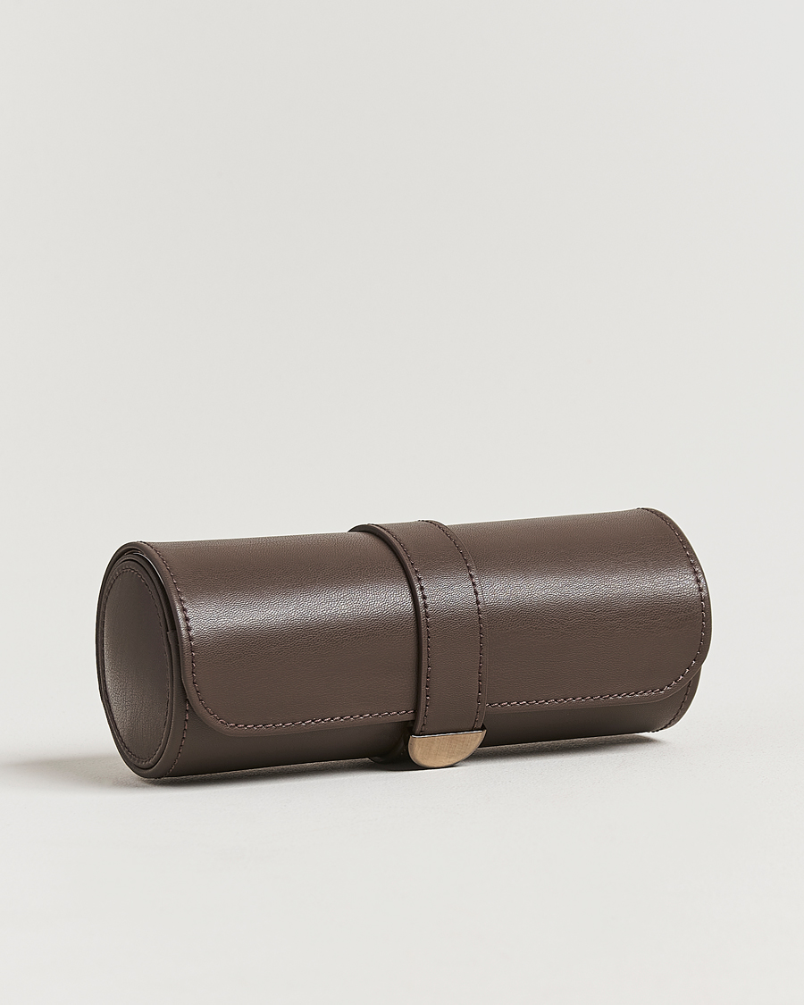 Men | Watch & Jewellery Boxes | WOLF | Triple Watch Roll Earth Coffee