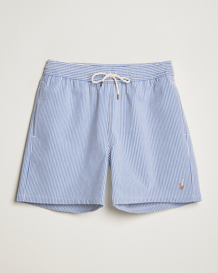 Men | Swimwear | Polo Ralph Lauren | Traveler Mid Trunk Seersucker Cruise Royal