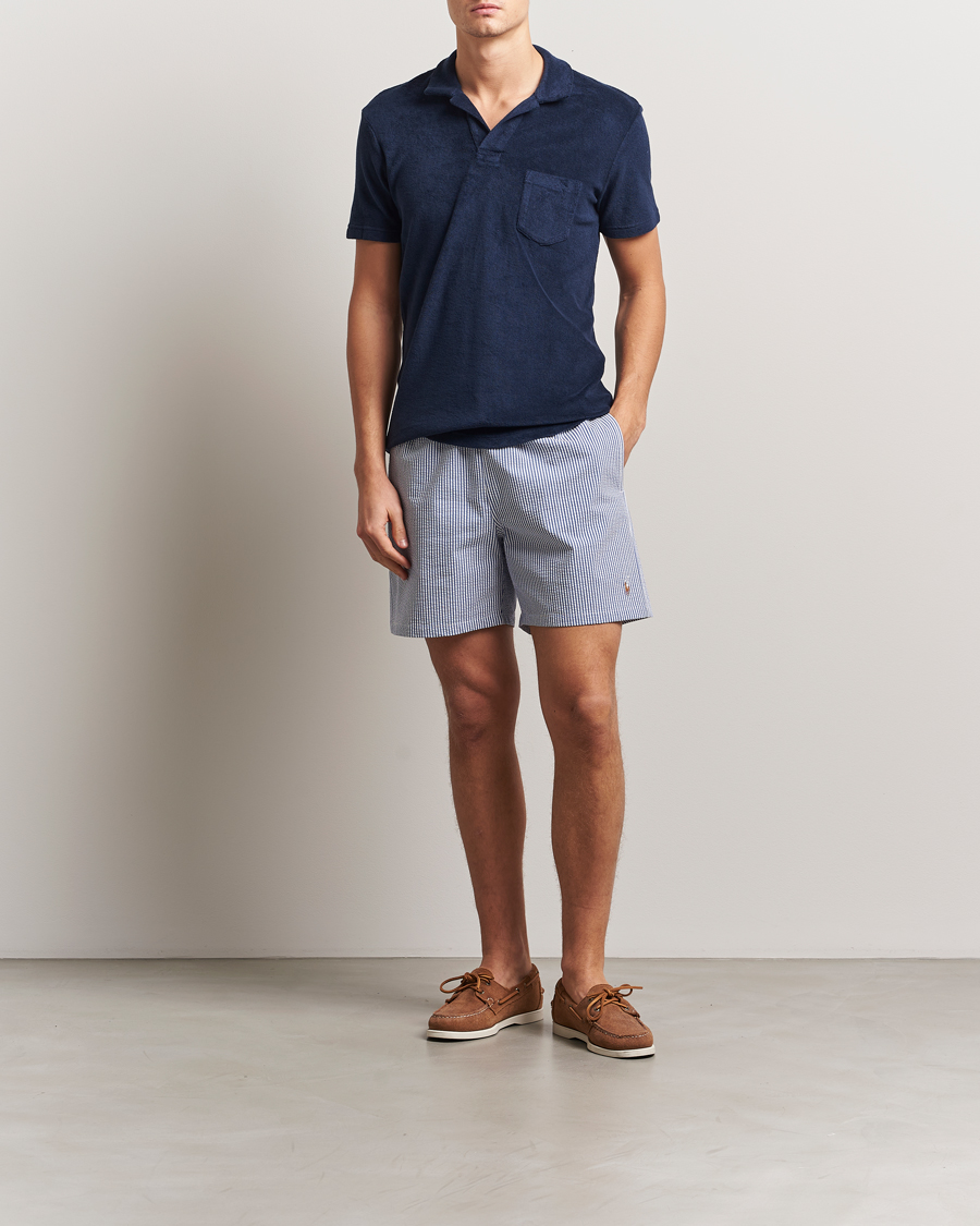 Men | Swimwear | Polo Ralph Lauren | Traveler Mid Trunk Seersucker Cruise Royal