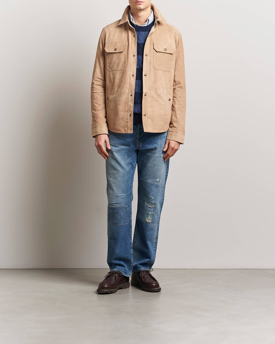 Men | Coats & Jackets | Polo Ralph Lauren | Reversible Lined Suede Shirt Jacket Khaki/Grey