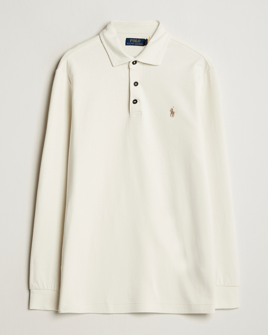 Men | Polo Shirts | Polo Ralph Lauren | Double Knit Long Sleeve Polo Parchment Cream