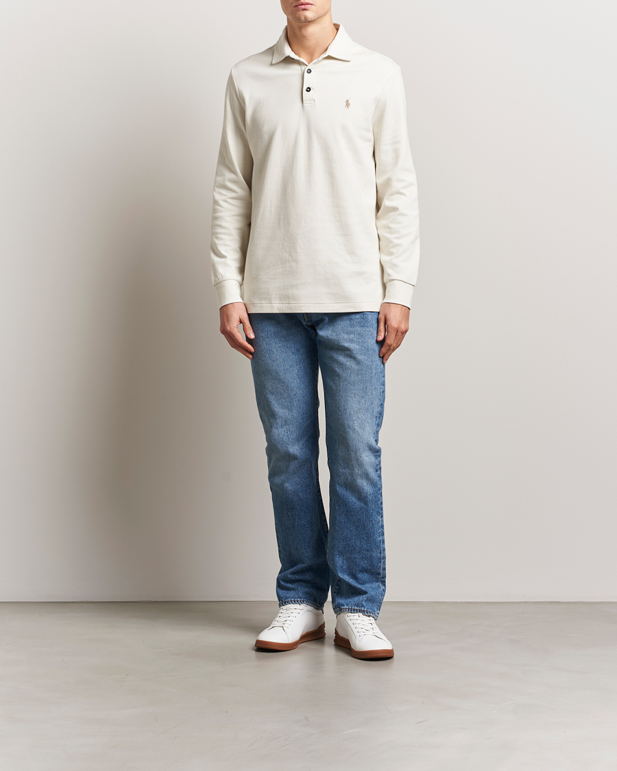 Men | Polo Shirts | Polo Ralph Lauren | Double Knit Long Sleeve Polo Parchment Cream
