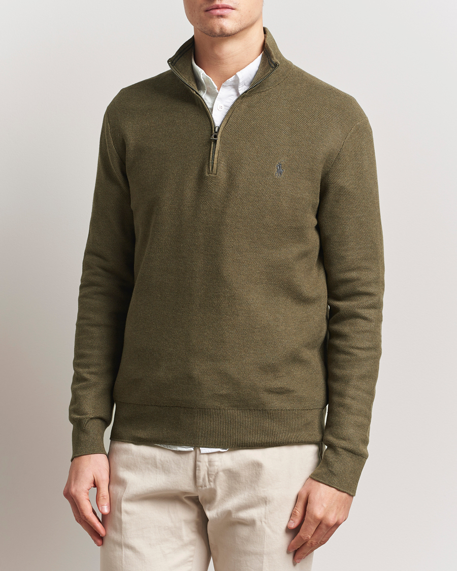 Men | Sweaters & Knitwear | Polo Ralph Lauren | Textured Half-Zip Cargo Olive Heahter