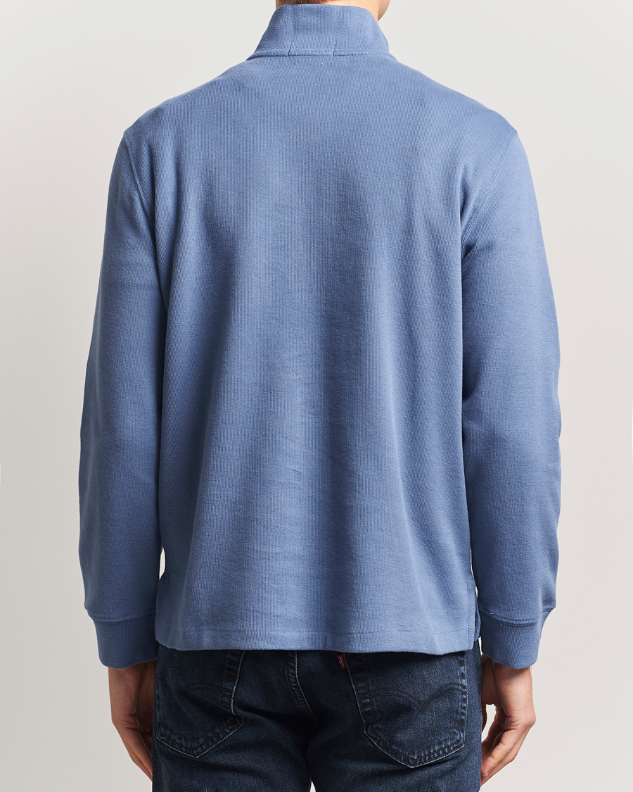 Men | Sweaters & Knitwear | Polo Ralph Lauren | Double Knit Jaquard Half Zip Sweater Capri Blue