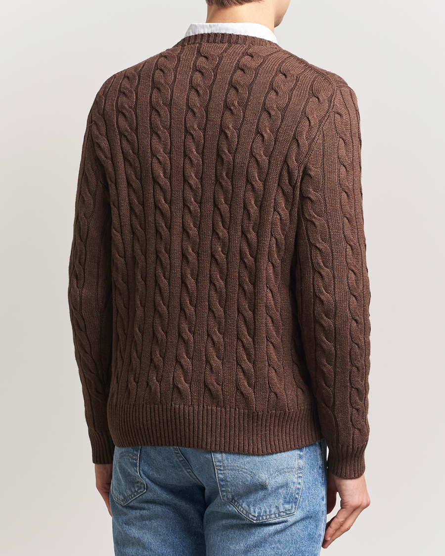 Men | Sweaters & Knitwear | Polo Ralph Lauren | Cotton Cable Pullover Dark Roast Melange