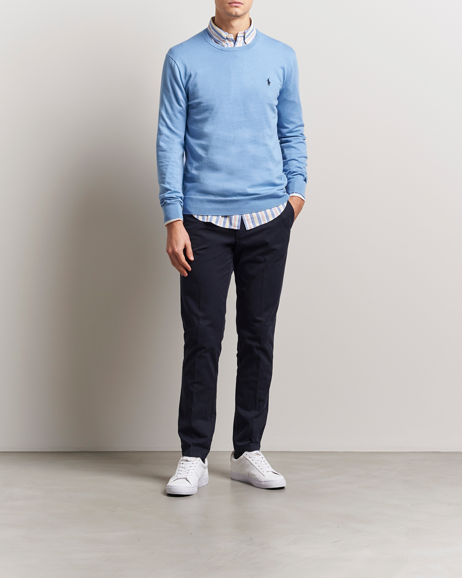 Men | Sweaters & Knitwear | Polo Ralph Lauren | Cotton Crew Neck Sweater Sky Blue