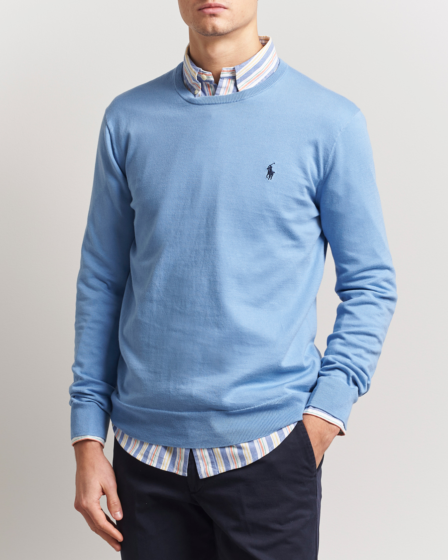 Men | Sweaters & Knitwear | Polo Ralph Lauren | Cotton Crew Neck Sweater Sky Blue