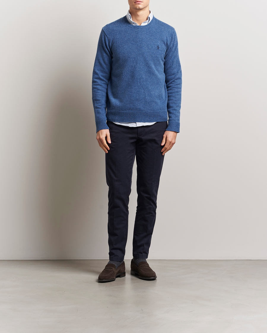 Men | Sweaters & Knitwear | Polo Ralph Lauren | Cotton/Wool Pullover Blue Salt Heather
