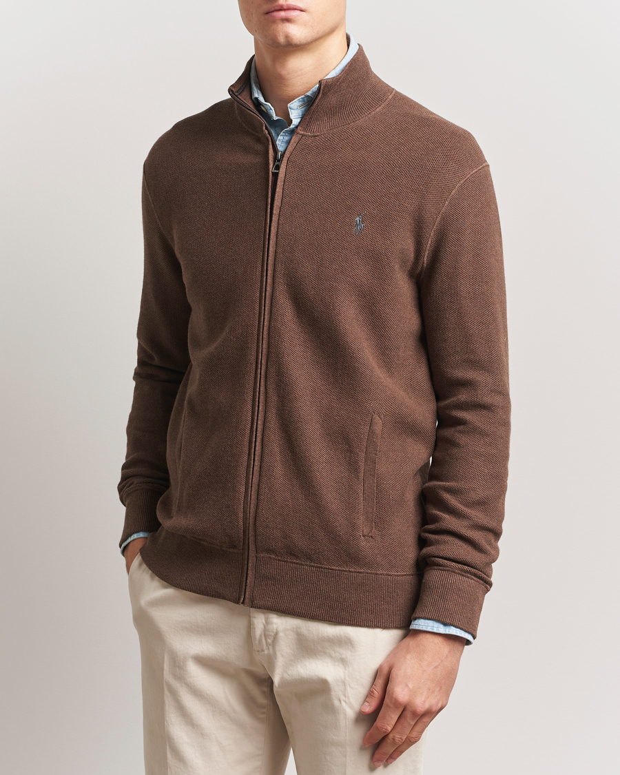 Men | Sweaters & Knitwear | Polo Ralph Lauren | Textured Full-Zip Dark Roast Melange