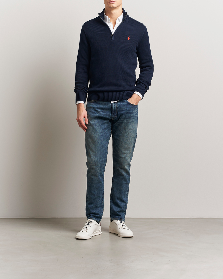 Men | Sweaters & Knitwear | Polo Ralph Lauren | Cotton Pullover Half-Zip Hunter Navy