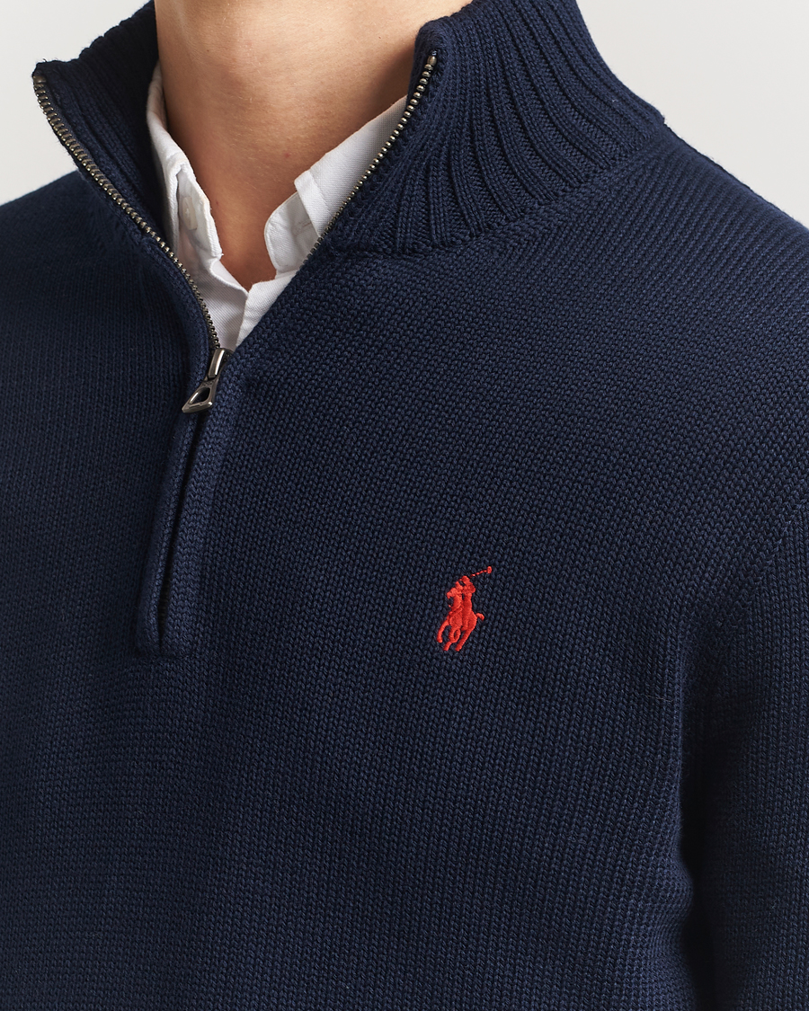 Men | Sweaters & Knitwear | Polo Ralph Lauren | Cotton Pullover Half-Zip Hunter Navy