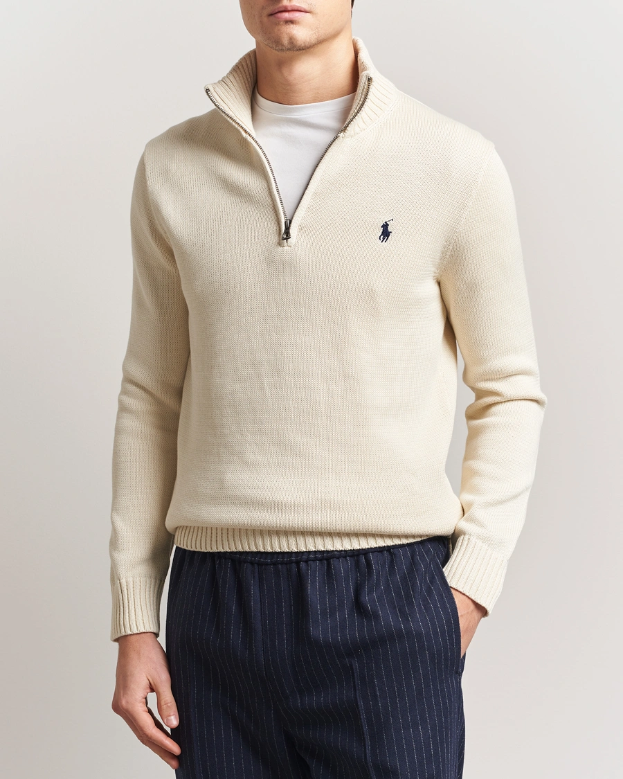 Men | Sweaters & Knitwear | Polo Ralph Lauren | Cotton Pullover Half-Zip Andover Cream