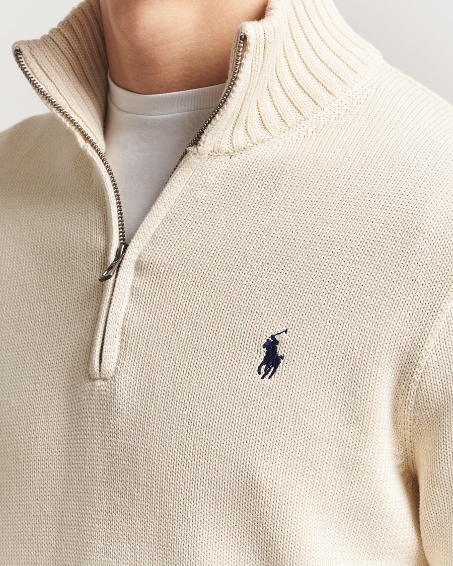 Men | Sweaters & Knitwear | Polo Ralph Lauren | Cotton Pullover Half-Zip Andover Cream