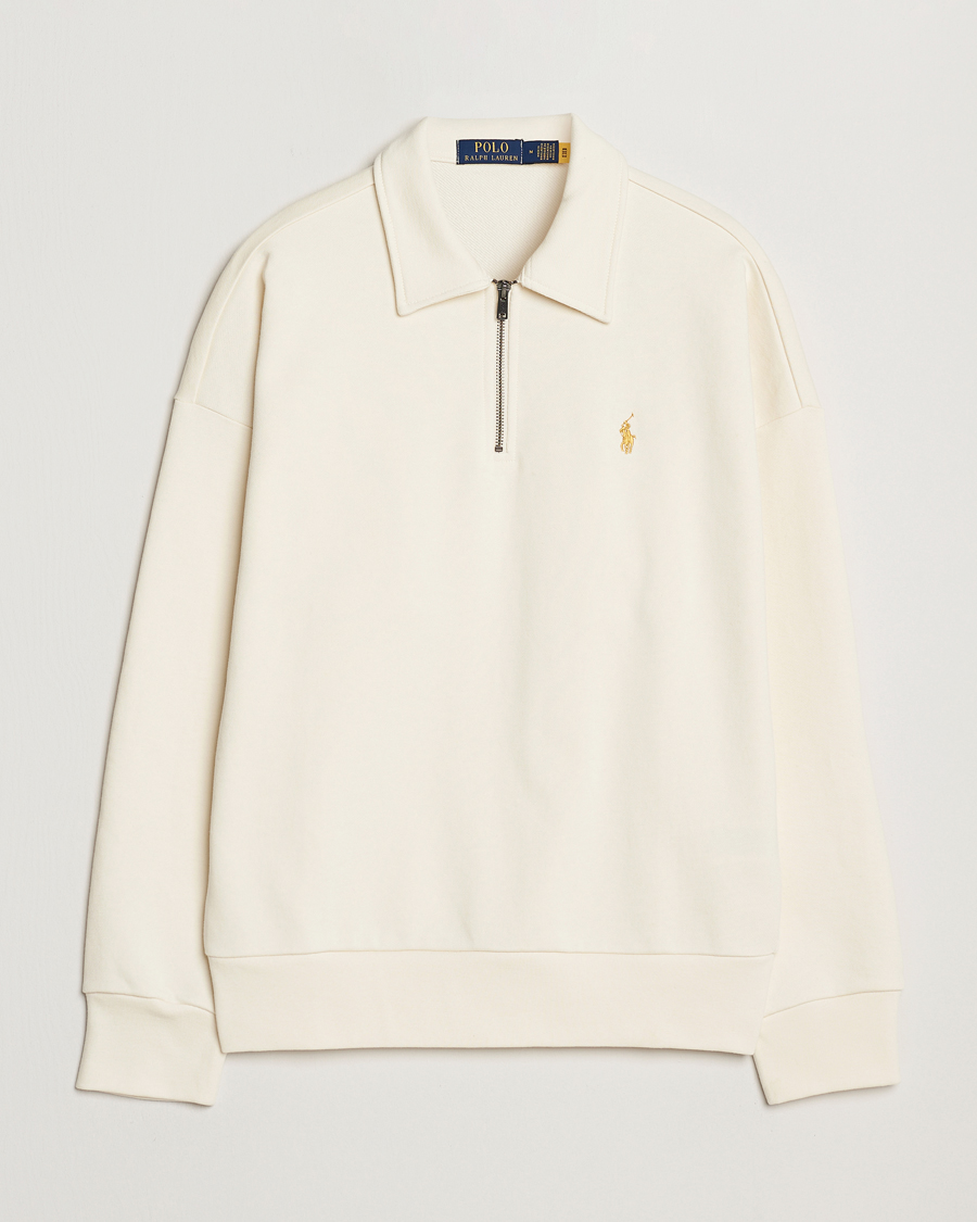 Men | Sweaters & Knitwear | Polo Ralph Lauren | Loopback Terry Half-Zip Clubhouse Cream