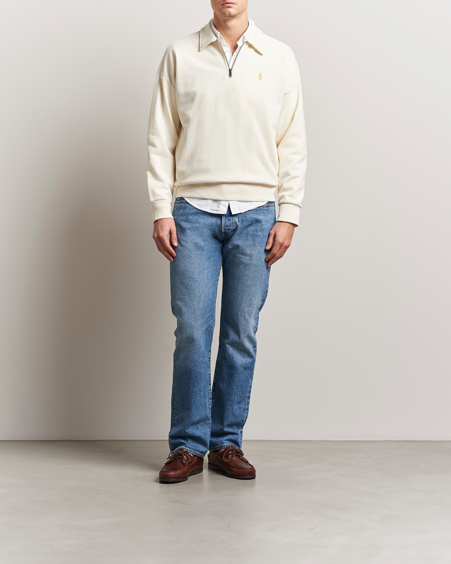 Men | Sweaters & Knitwear | Polo Ralph Lauren | Loopback Terry Half-Zip Clubhouse Cream