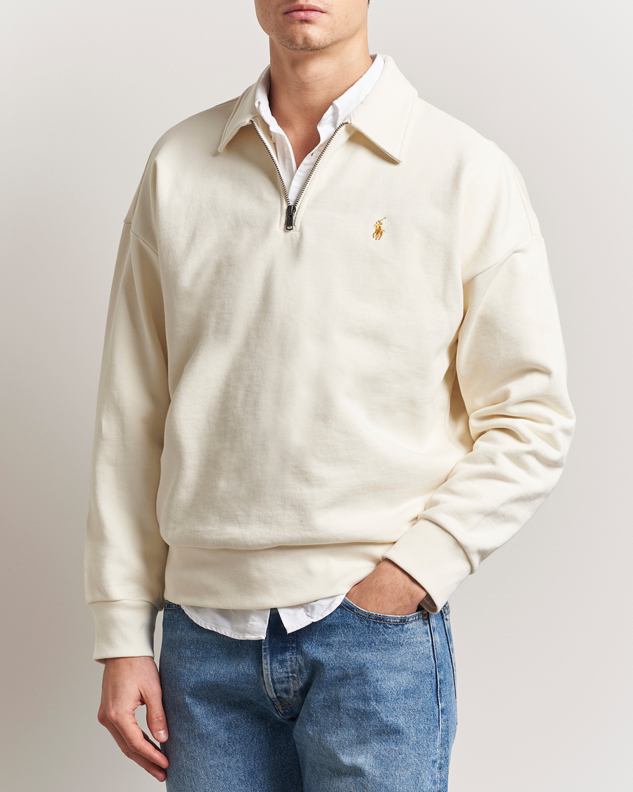 Men | Sweaters & Knitwear | Polo Ralph Lauren | Loopback Terry Half-Zip Clubhouse Cream