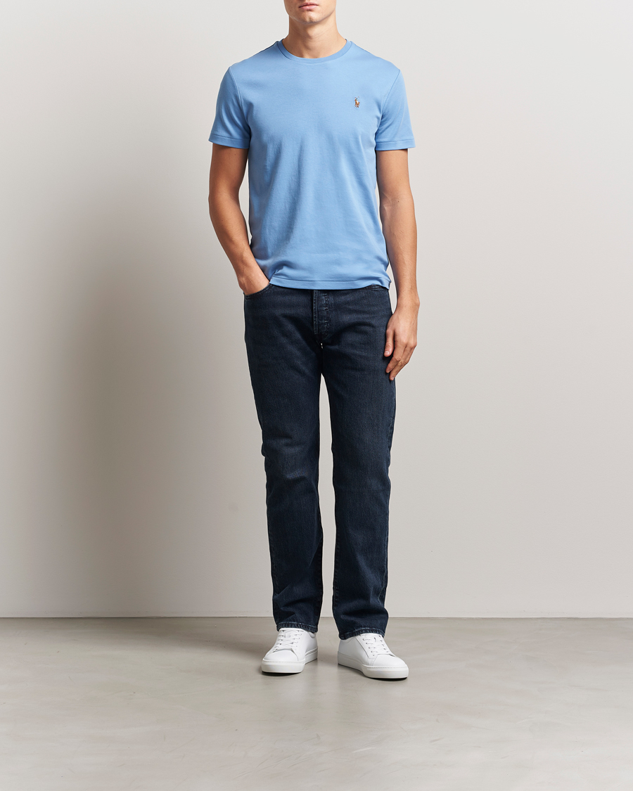 Men | T-Shirts | Polo Ralph Lauren | Luxury Pima Cotton Crew Neck T-Shirt Sky Blue