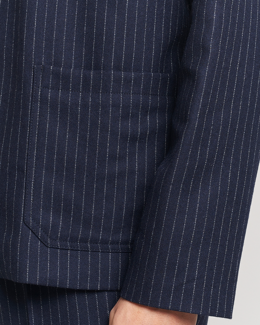 Men | Coats & Jackets | A.P.C. | Wool Pinstriped Shirt Jacket Dark Navy