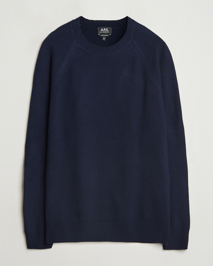 Men | Sweaters & Knitwear | A.P.C. | Pierre Lambswool Sweater Dark Navy