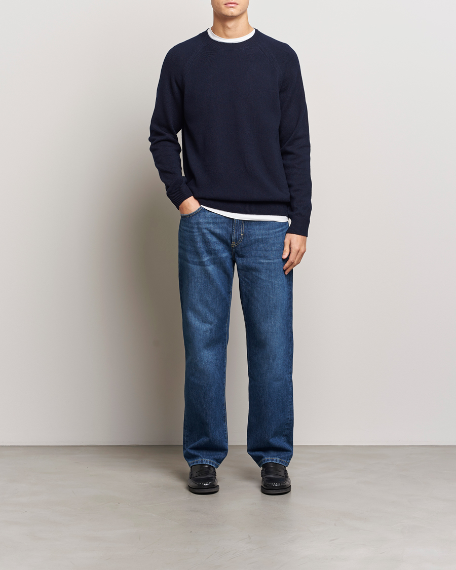Men | Sweaters & Knitwear | A.P.C. | Pierre Lambswool Sweater Dark Navy