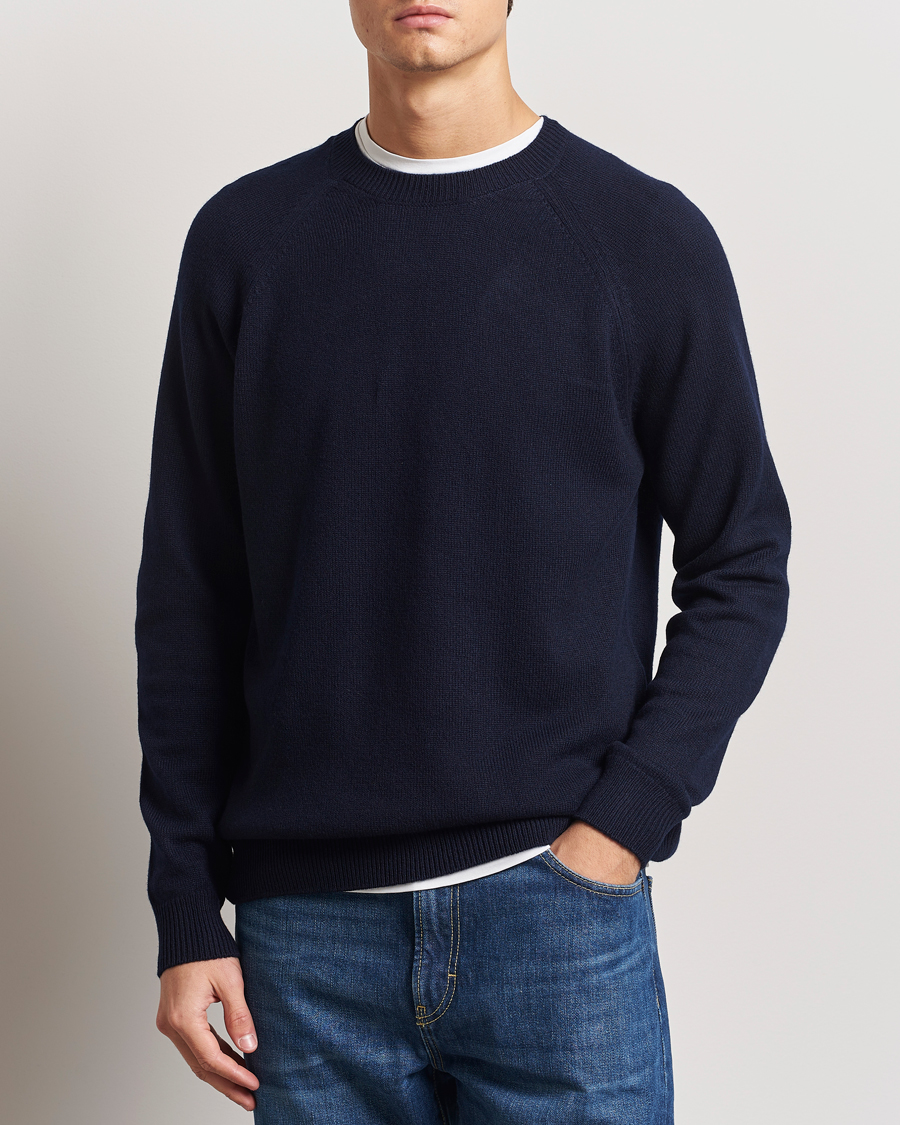 Men | Sweaters & Knitwear | A.P.C. | Pierre Lambswool Sweater Dark Navy