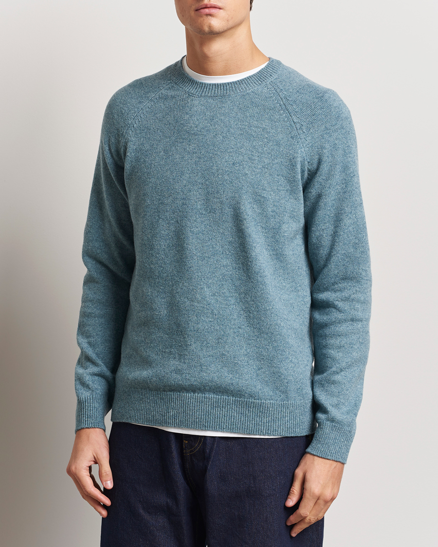 Men | Sweaters & Knitwear | A.P.C. | Pierre Lambswool Sweater Blue Melange