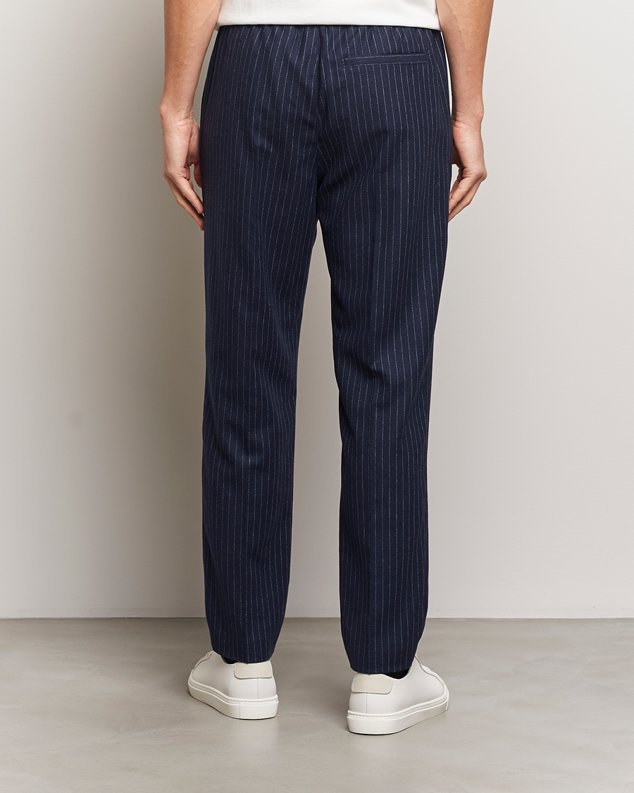 Men | Trousers | A.P.C. | Wool Pinstriped Drawstring Trousers Dark Navy