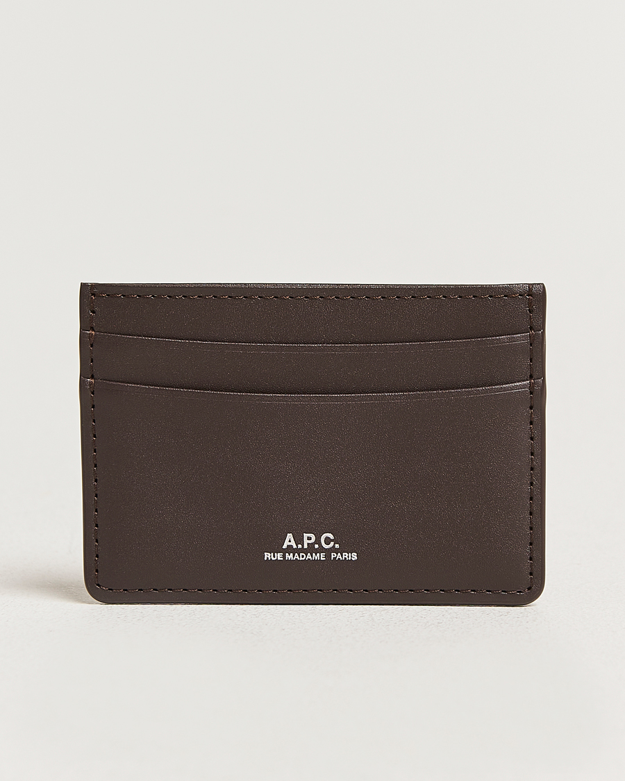 Men | Wallets | A.P.C. | Calf Leather Card Holder Dark Brown