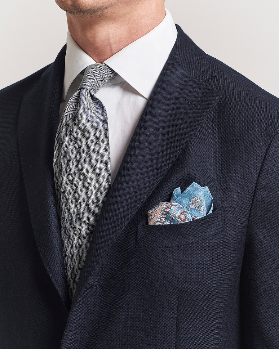 Men | Ties | Amanda Christensen | Box Set Printed Silk 8cm Tie With Pocket Square Navy