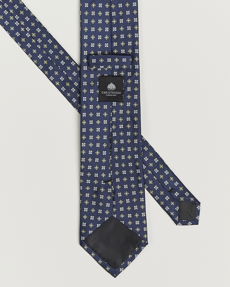 Men | Ties | Amanda Christensen | Box Set Printed Silk 8cm Tie With Pocket Square Navy