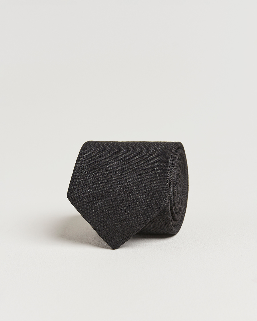 Men | Ties | Amanda Christensen | Hopsack Linen 8cm Tie Black