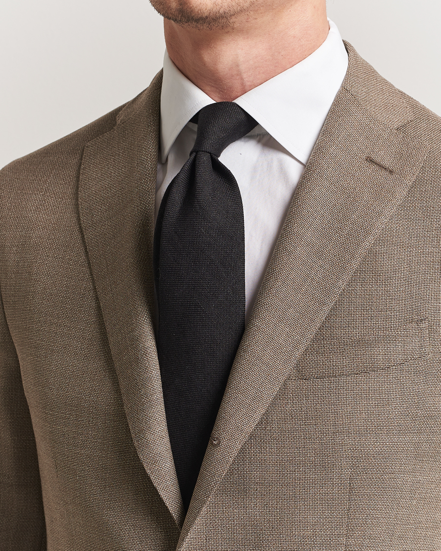 Men | Ties | Amanda Christensen | Hopsack Linen 8cm Tie Black